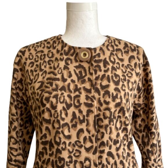 Carol Anderson by Invitation Animal Print Pockets Longer Duster Jacket Size XS - Picture 3 of 13